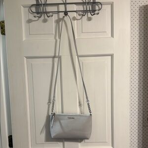 Calvin Klein Gray Faux Saffiano Leather Crossbody Bag